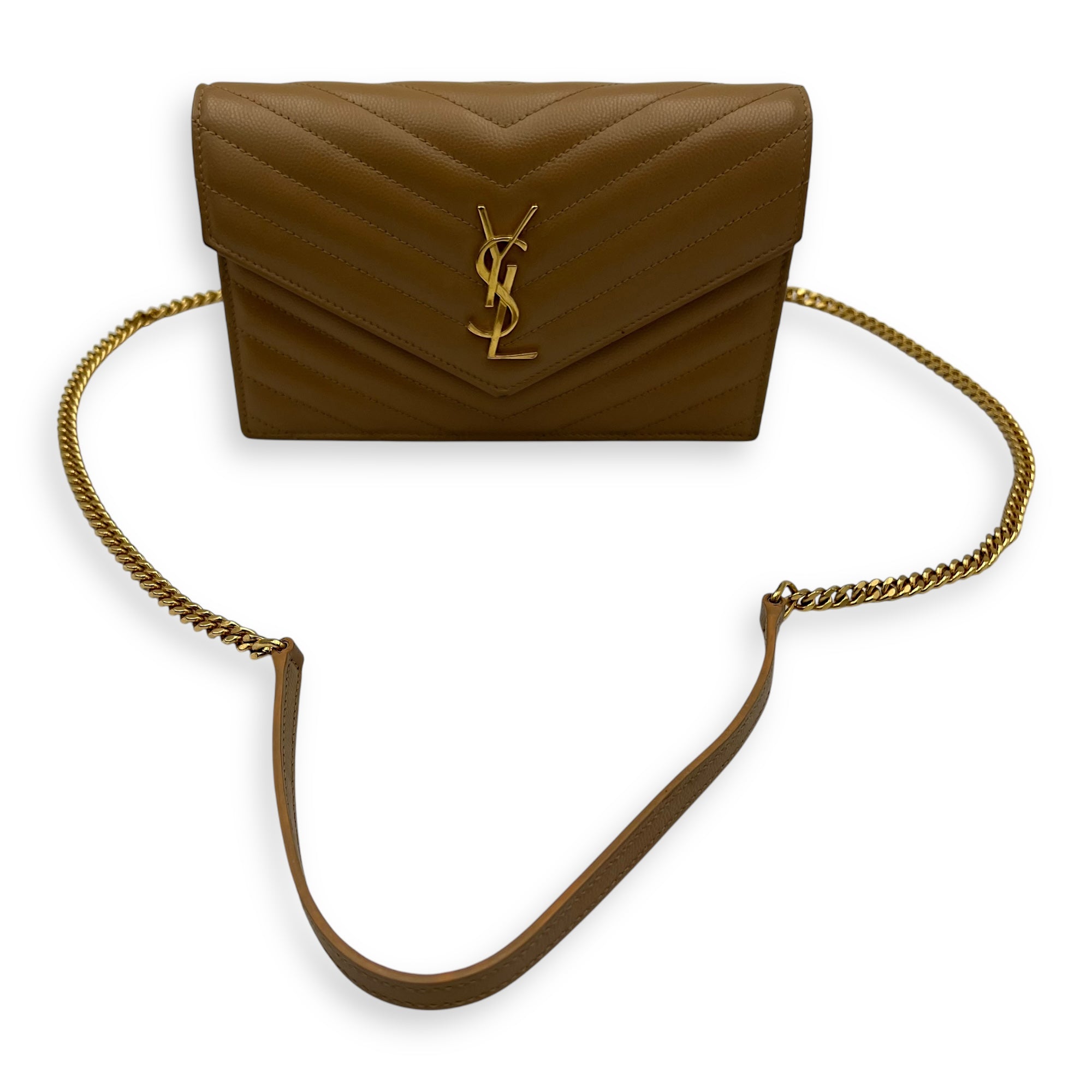 Cassandre Wallet On Chain Beige in Calfskin, Gold hardware - Image 16