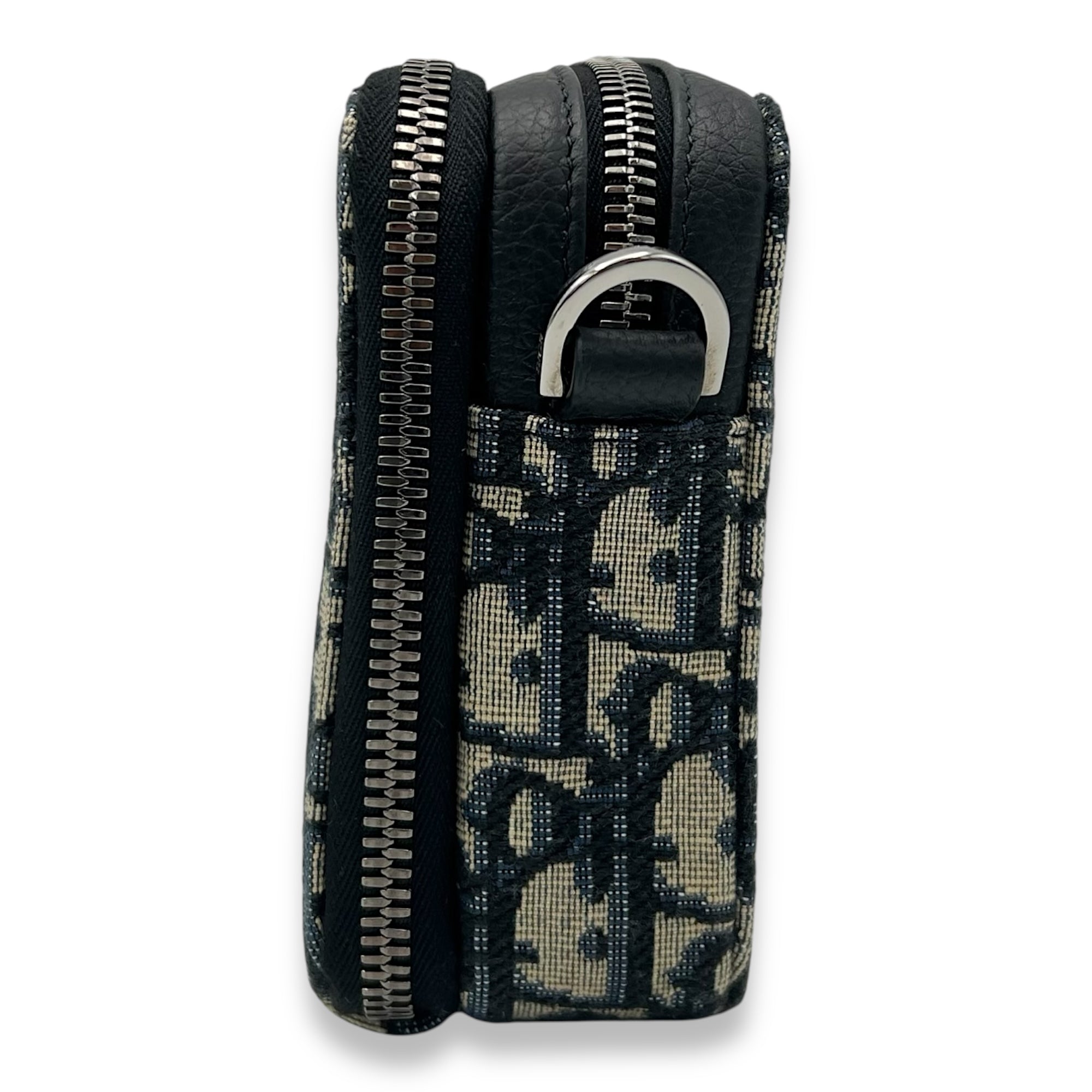 Zipped Pouch Oblique Blue Crossbody Bag in Jacquard, Silver hardware - Image 5