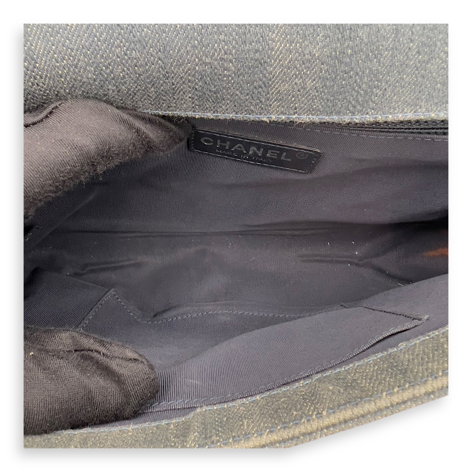 Boy Medium Blue Shoulder Bag in Denim, Ruthenium hardware - Image 7