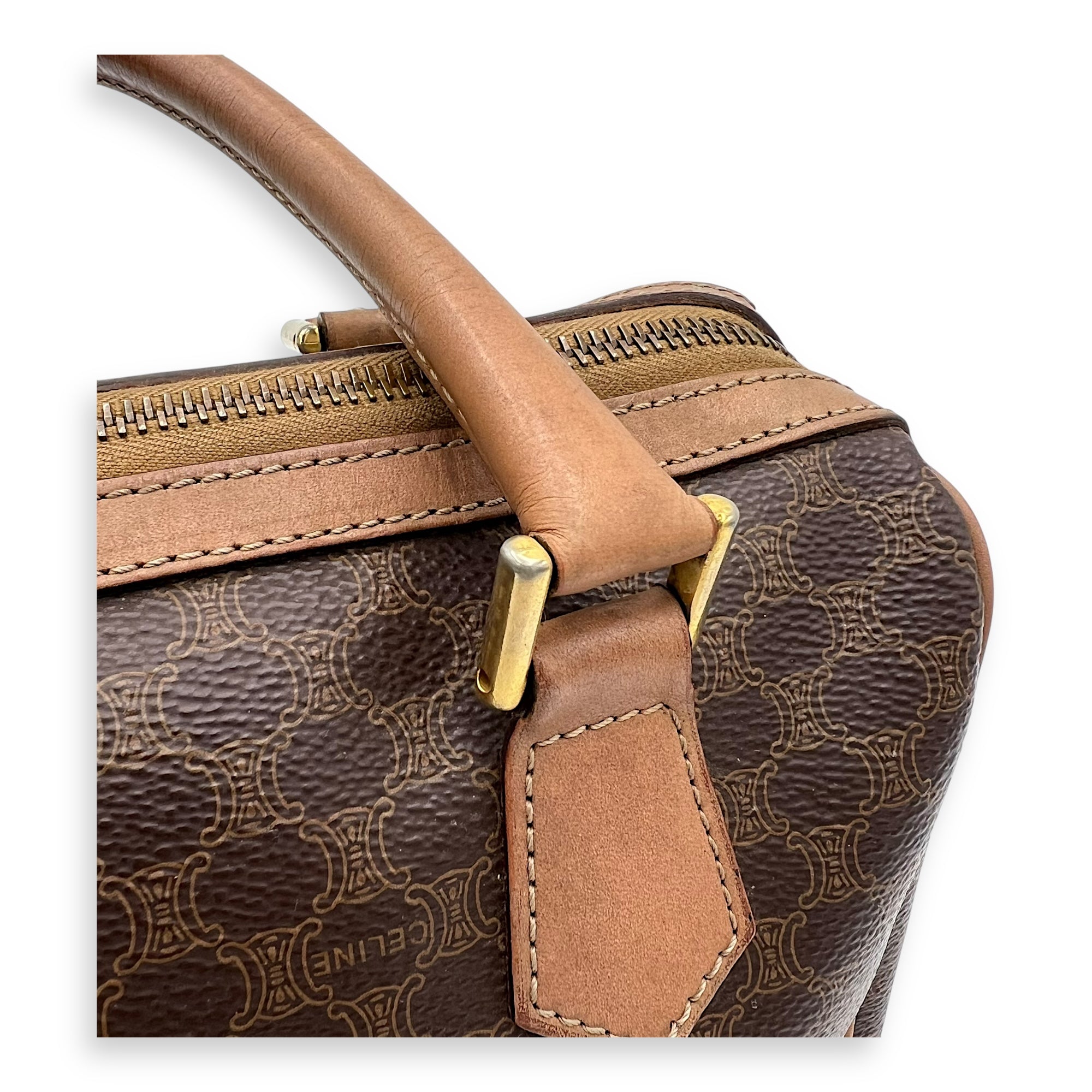 Macadam Top Handle Bag Brown in Coated Canvas, Gold hardware - Image 10