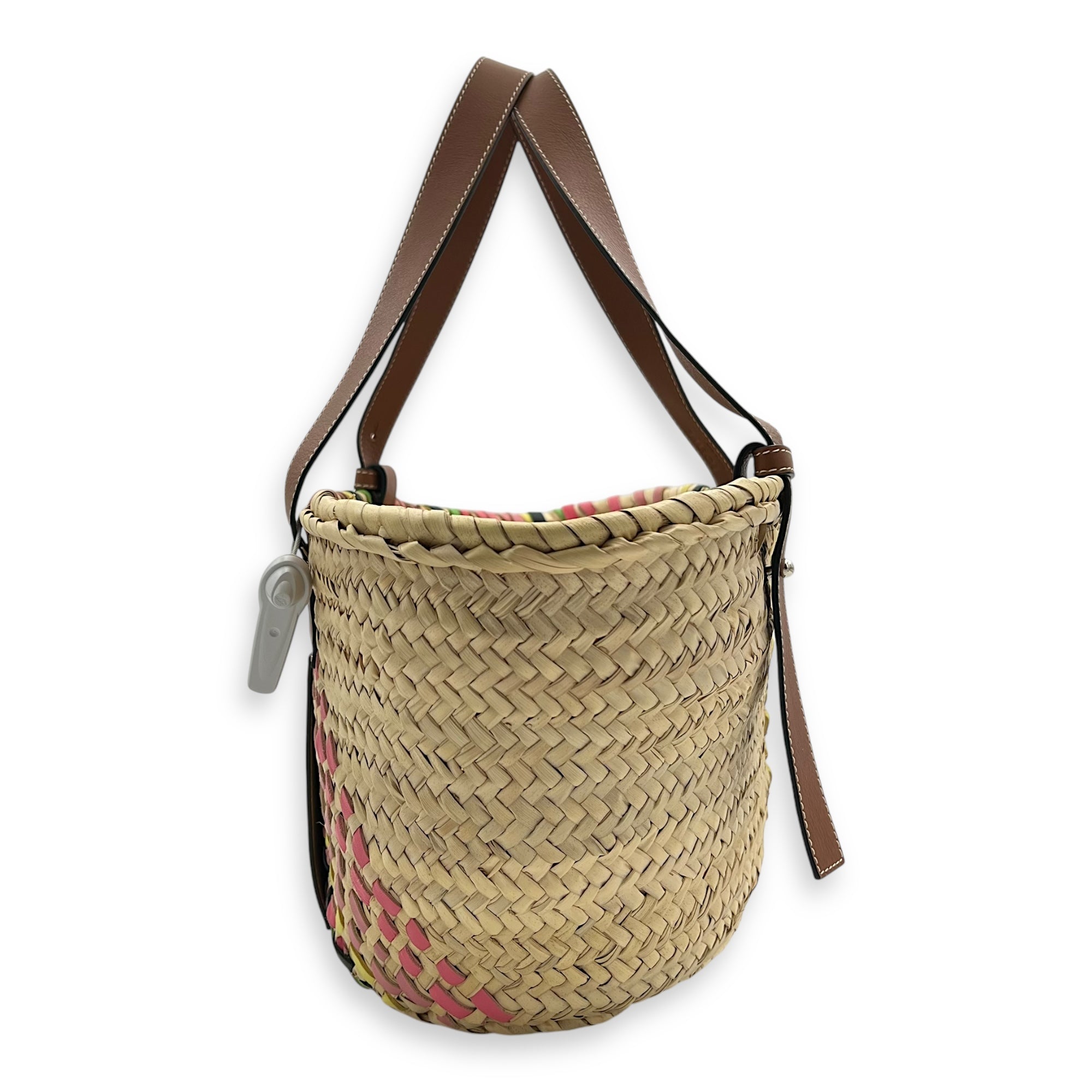 Basket Beige Top Handle Bag in Raffia, Silver hardware - Image 4