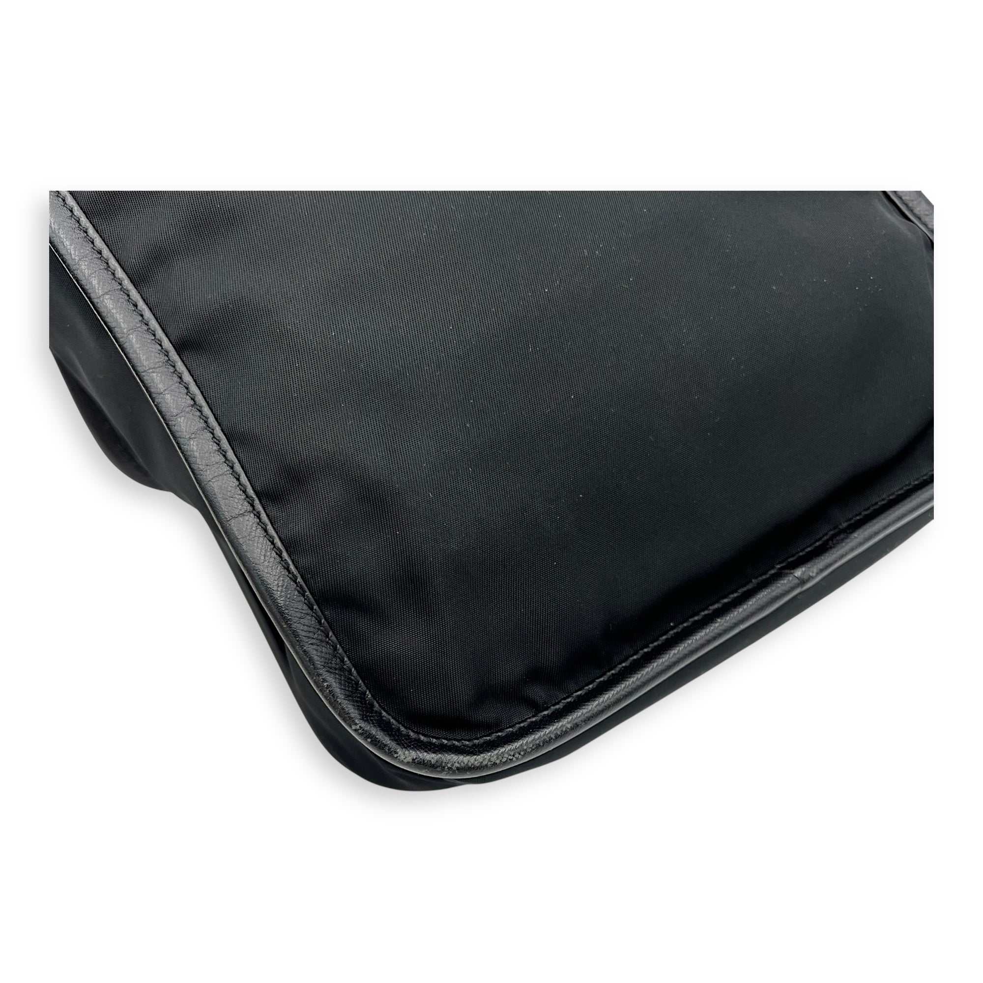 Logo Messenger Black in Nylon, Silver hardware - Image 15