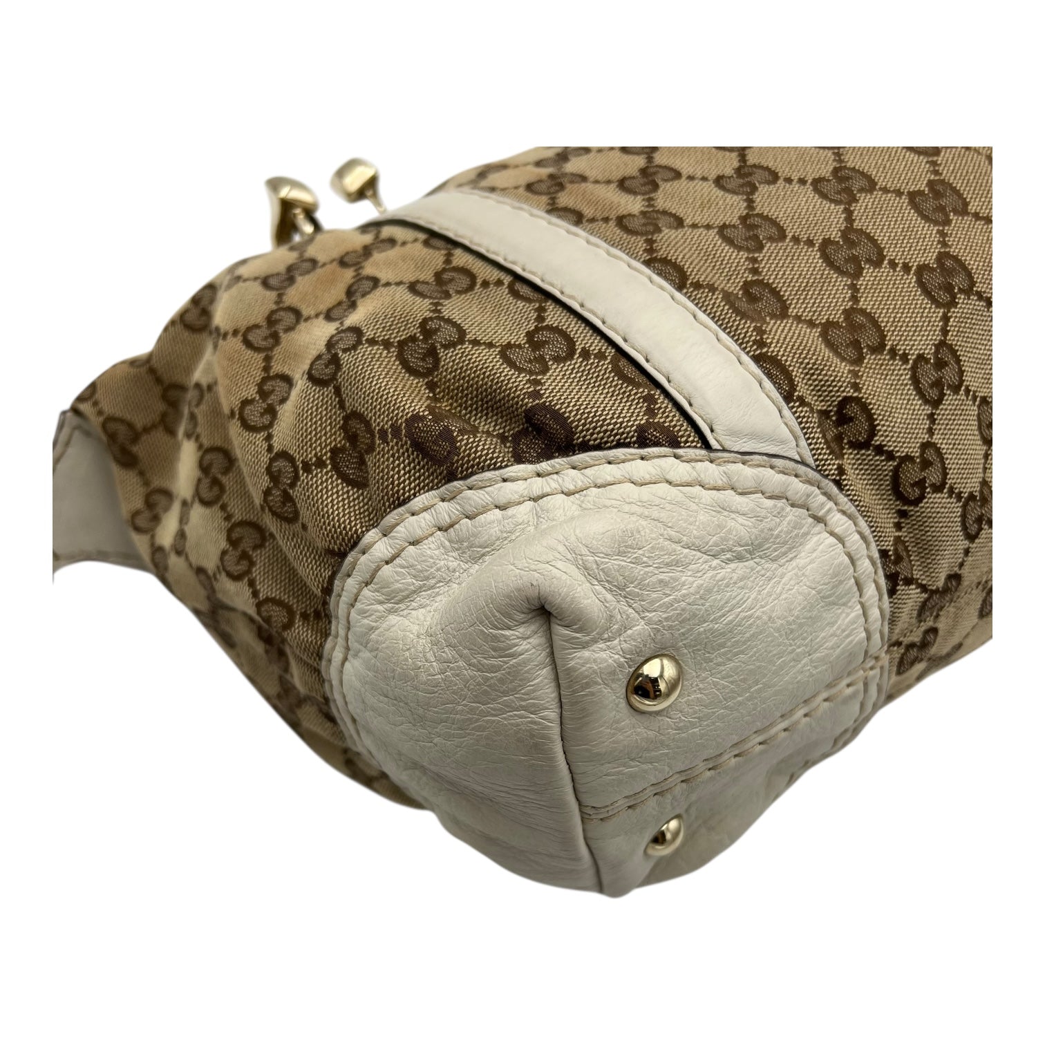 Boston Top Handle Bag Brown in Canvas, Gold hardware - Image 11