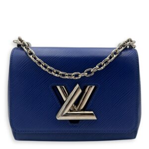 Twist PM Blue Shoulder Bag in Epi Leather, Gold hardware