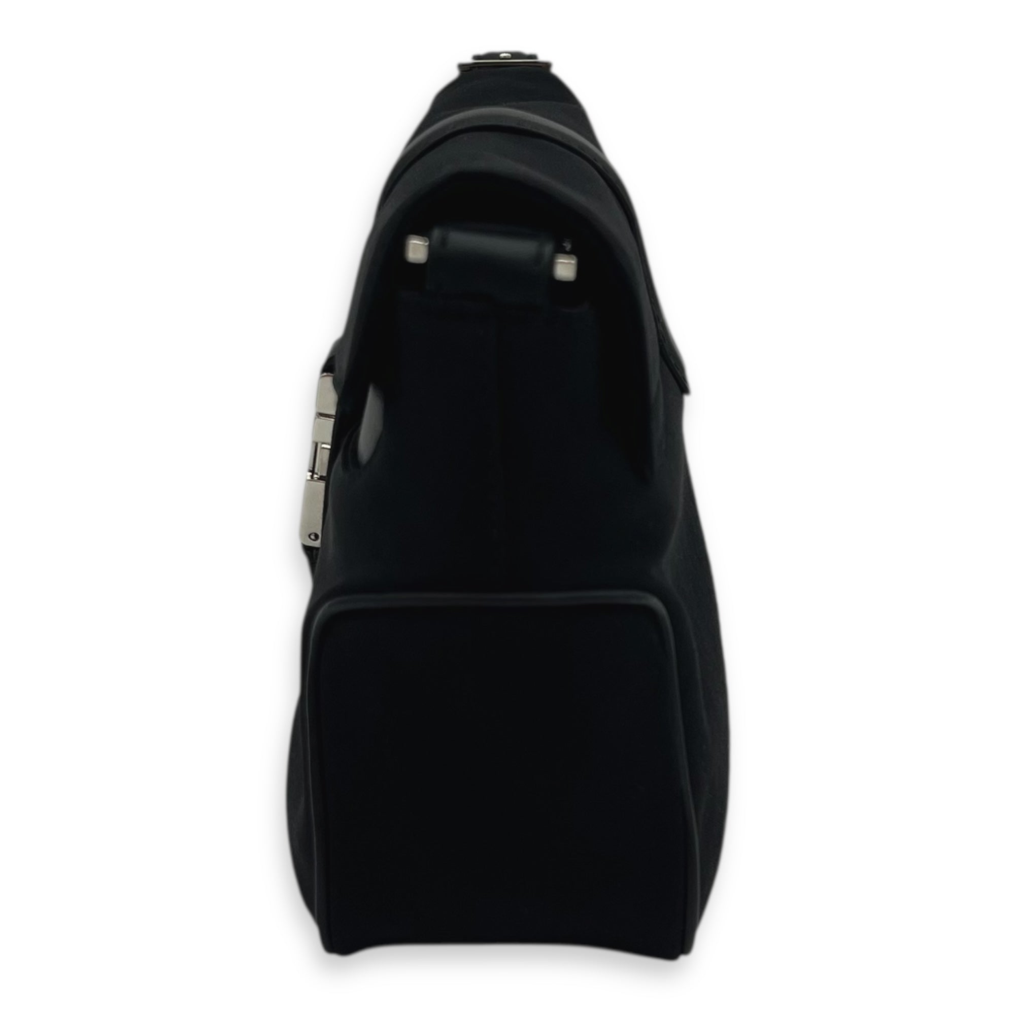 Logo Black Shoulder Bag in Canvas, Silver hardware - Image 4