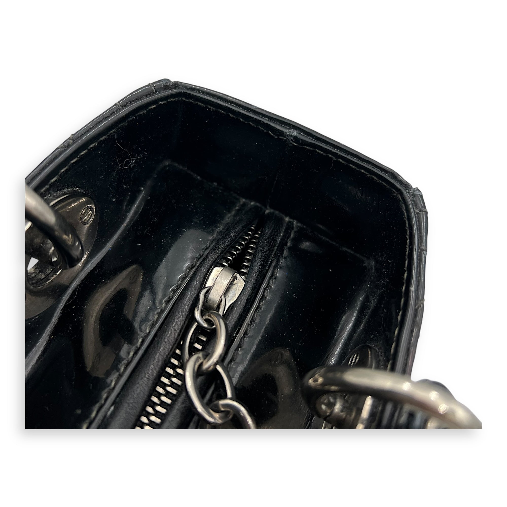 Lady Dior Top Handle Bag Medium Black in Patent Leather, Silver hardware - Image 15