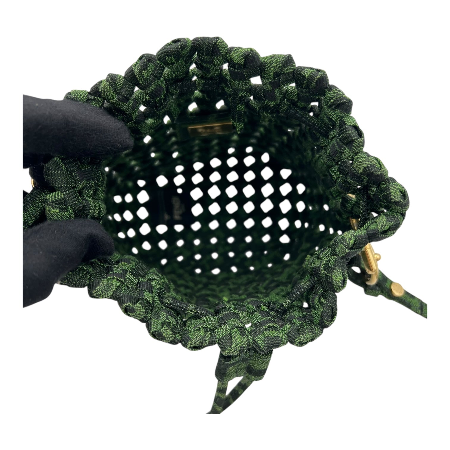 Mon Tresor Crossbody Bag Green in Canvas, Gold hardware - Image 7