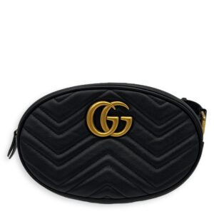 GG Marmont 85 Black Belt Bag in Calfskin, Gold hardware