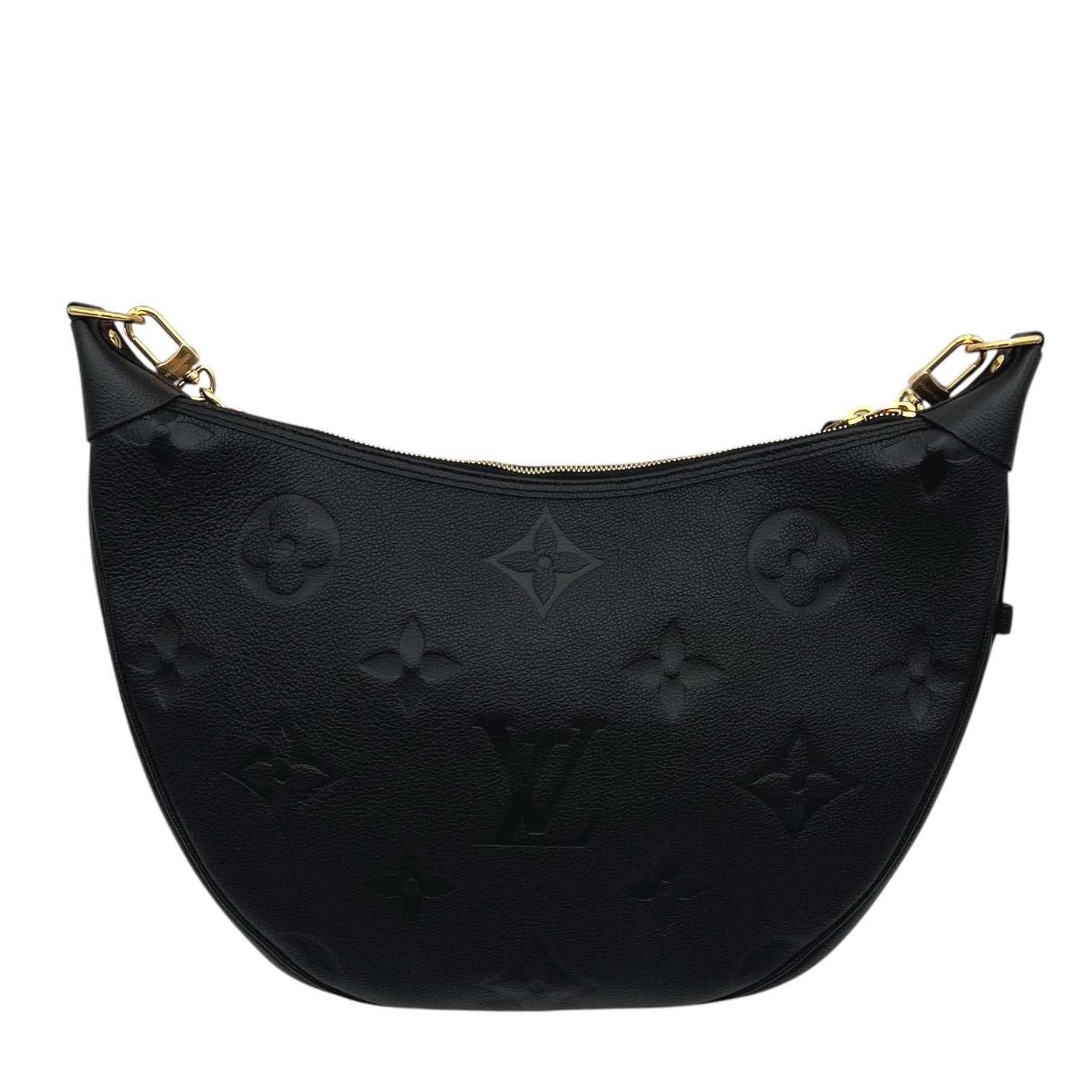 Loop Hobo Black Shoulder Bag in Empreinte Leather, Gold hardware