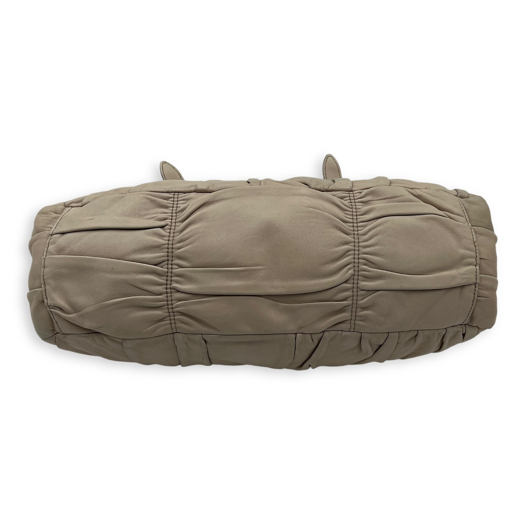 Gaufre Satchel Beige Top Handle Bag in Lambskin, Silver hardware - Image 6