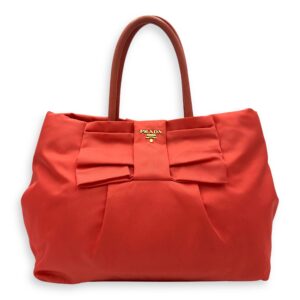 Bow Salmon Top Handle Bag in Nylon, Gold hardware