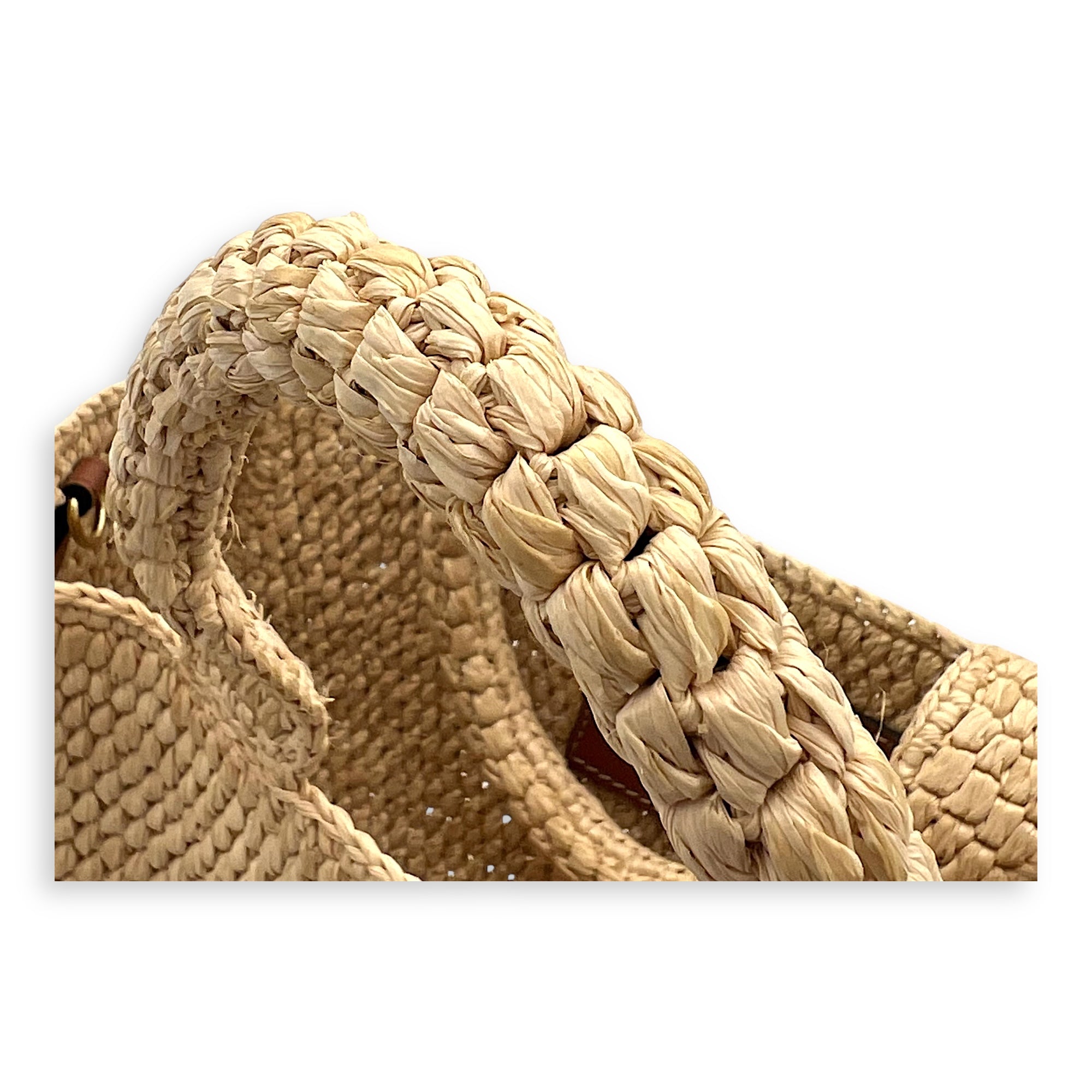 Triomphe Tote Bag Brown in Raffia, Gold hardware - Image 10