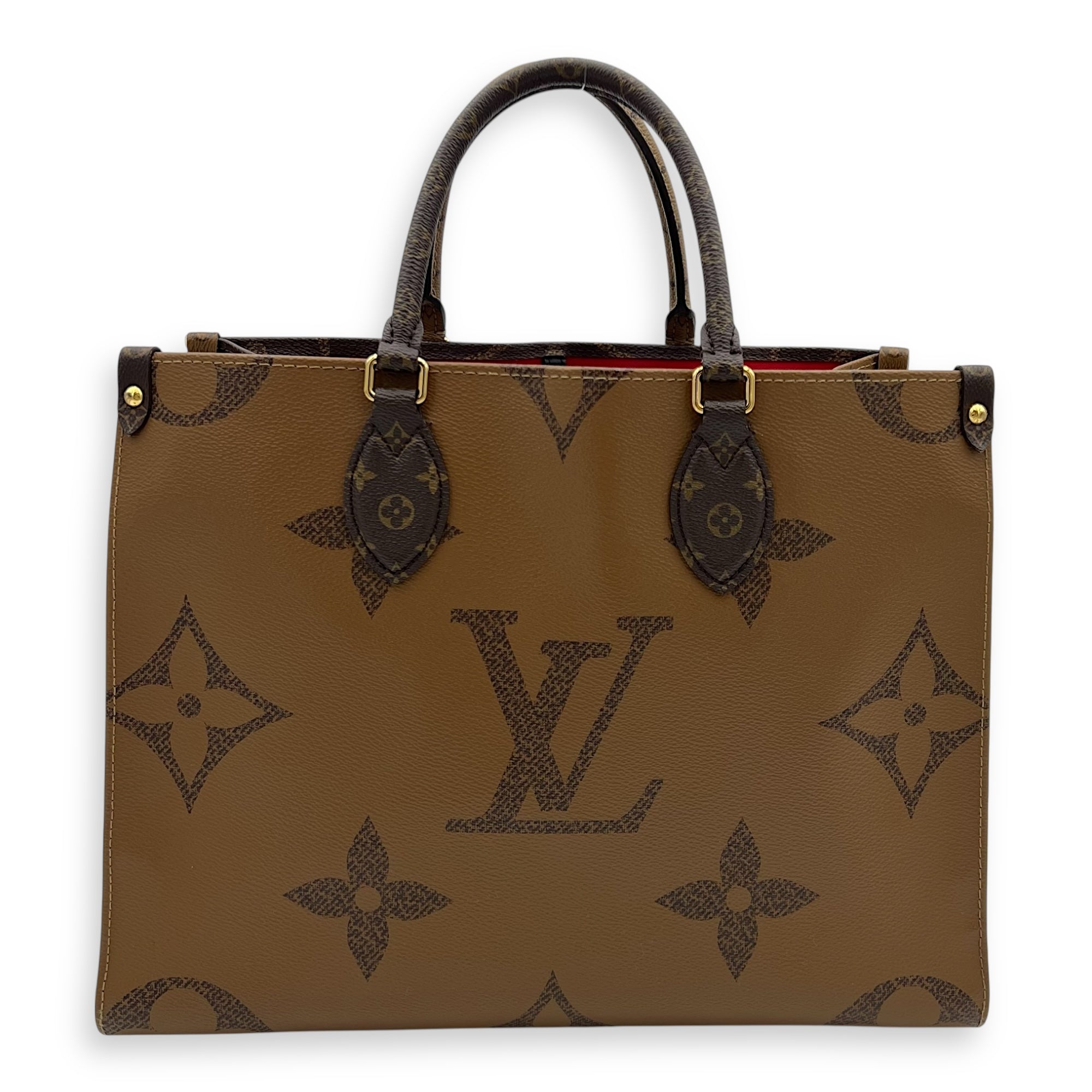 OnTheGo MM Brown Top Handle Bag in Monogram Coated Canvas, Gold hardware - Image 3