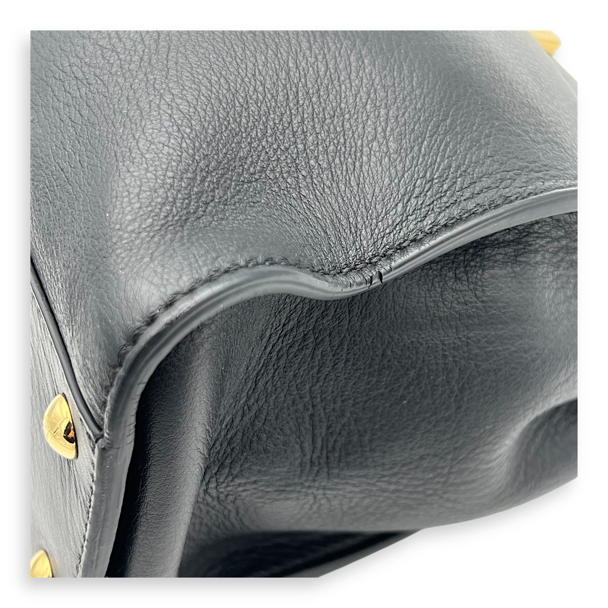 Peekaboo Top Handle Bag Medium Black in Calfskin, Gold hardware - Image 8