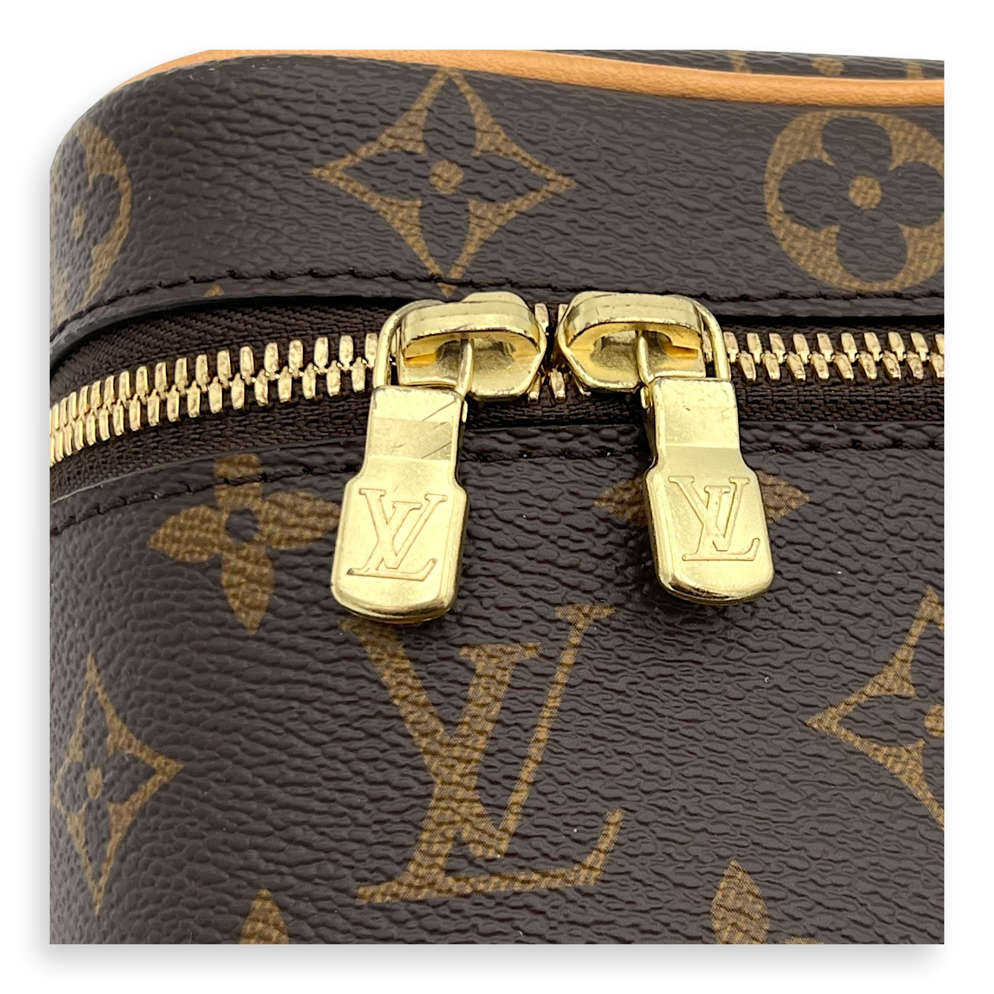 Nice Top Handle Bag Nano Brown in Monogram Coated Canvas, Gold hardware - Image 10