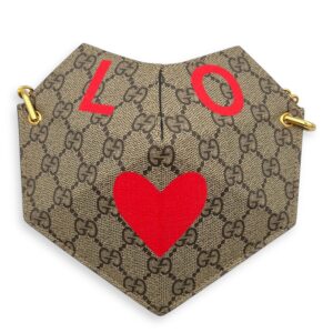Supreme Heart Love Chain Shoulder Bag Beige in Coated Canvas, Gold hardware