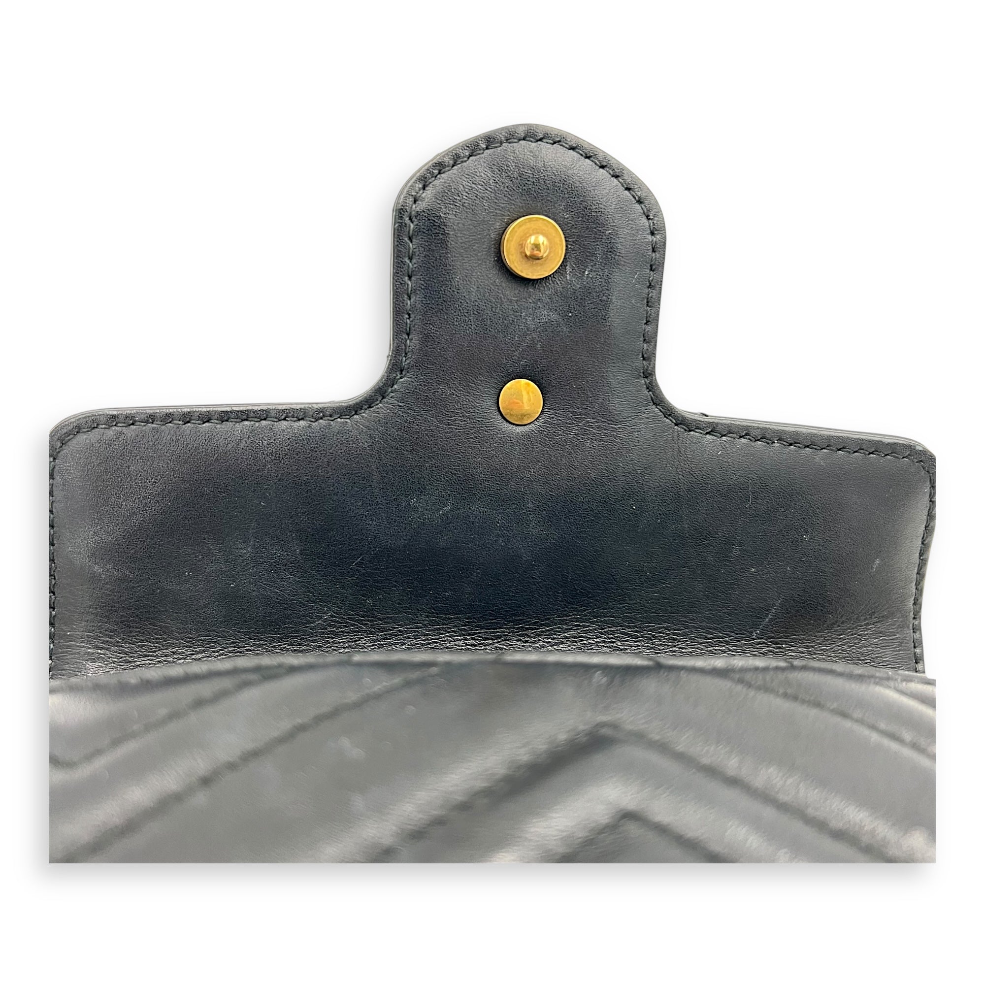 GG Marmont Crossbody Bag Super Mini Black in Calfskin, Gold hardware - Image 11