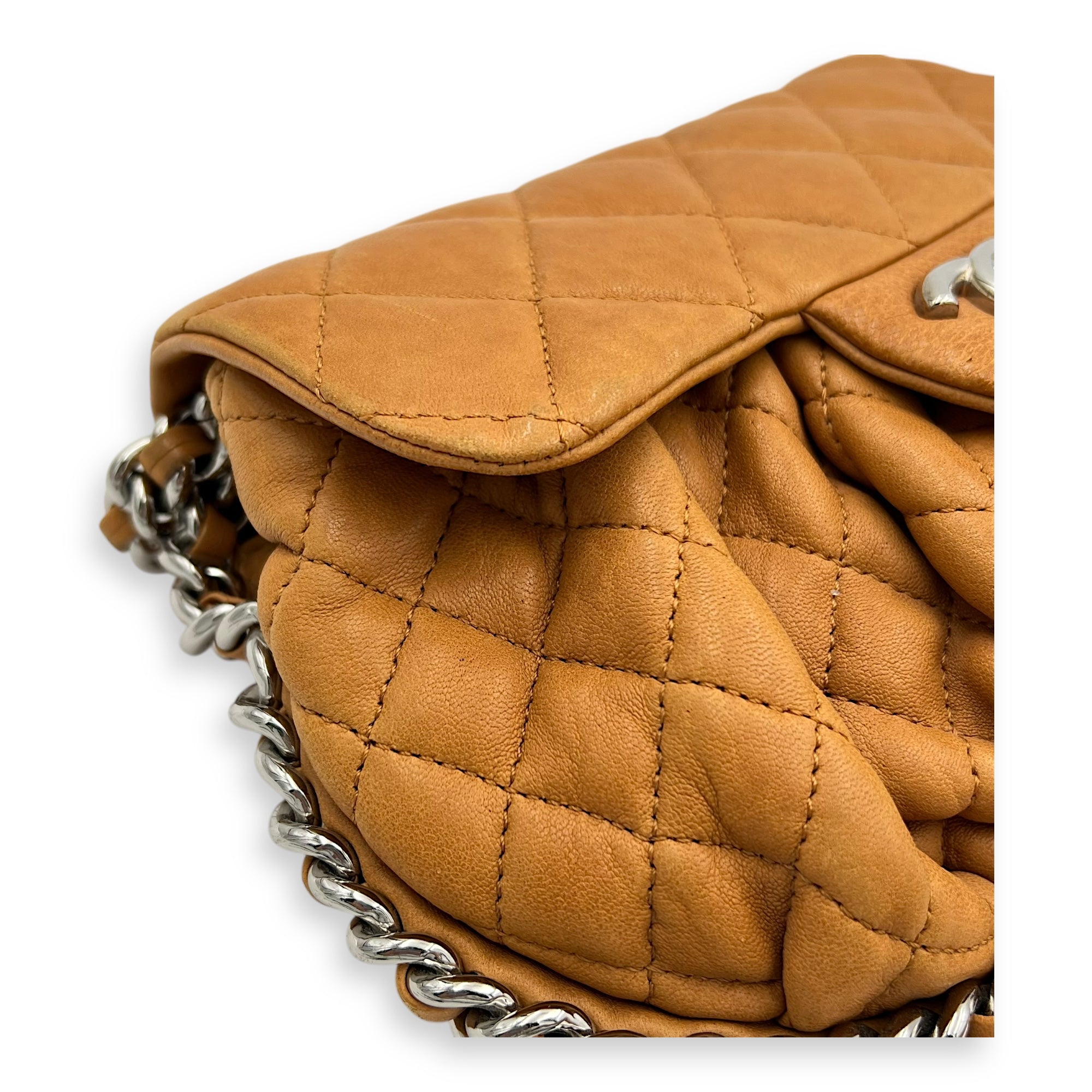 Chain Around Shoulder Bag Brown in Calfskin, Silver hardware - Image 7