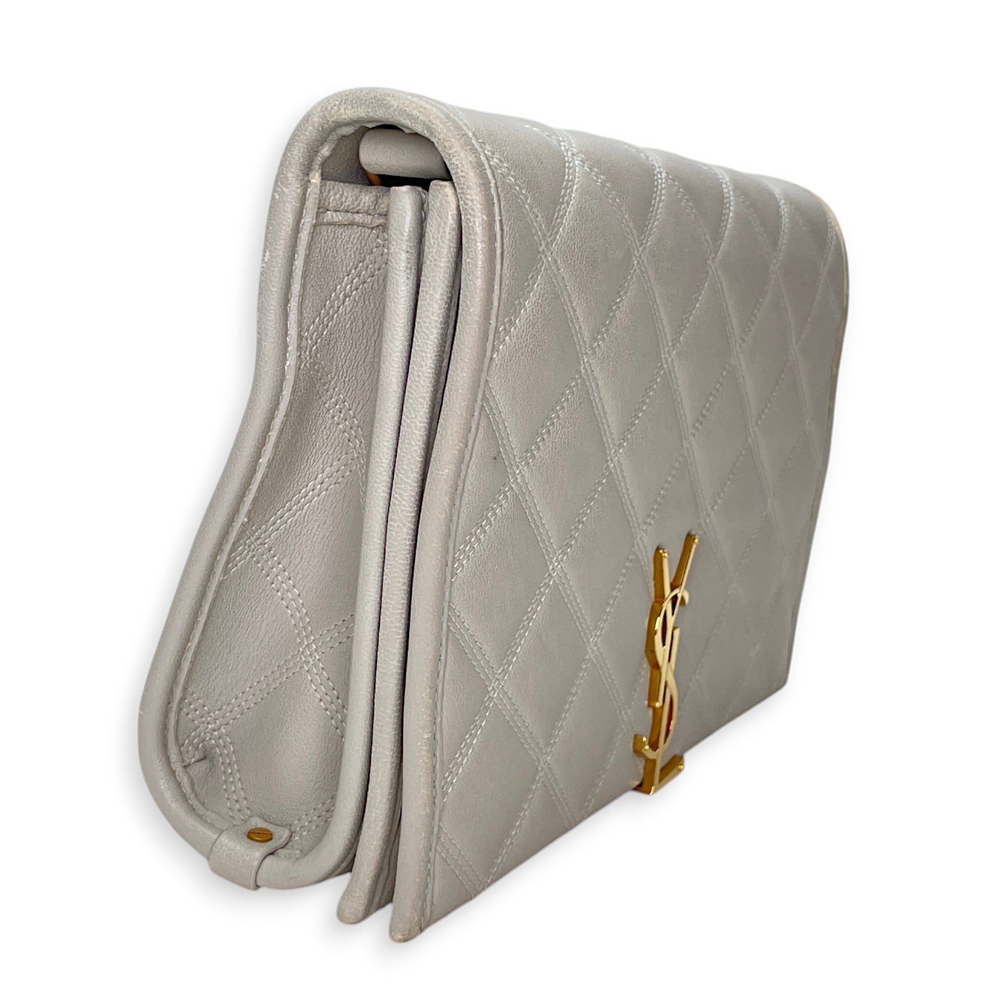Becky Cream Shoulder Bag in Calfskin, Gold hardware - Image 4