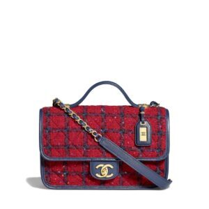 Small Flap Bag with Top Handle Red, Navy Blue & Multicolor