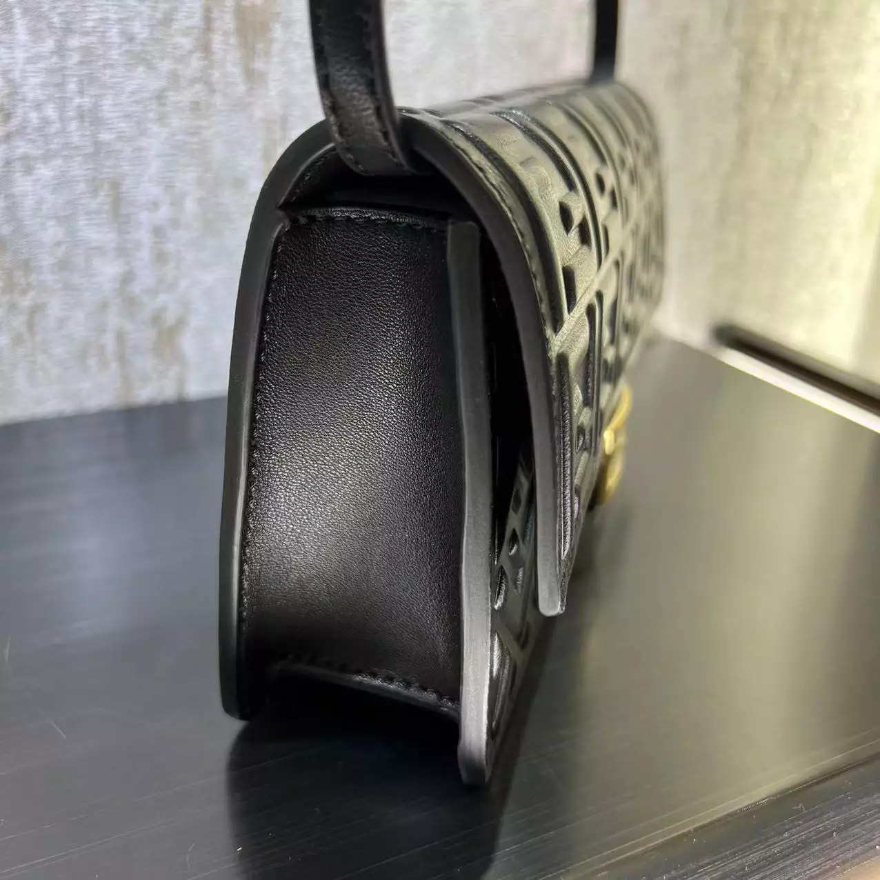 Wallet On Chain Baguette Black Nappa Leather - Repbags.ru - Image 4