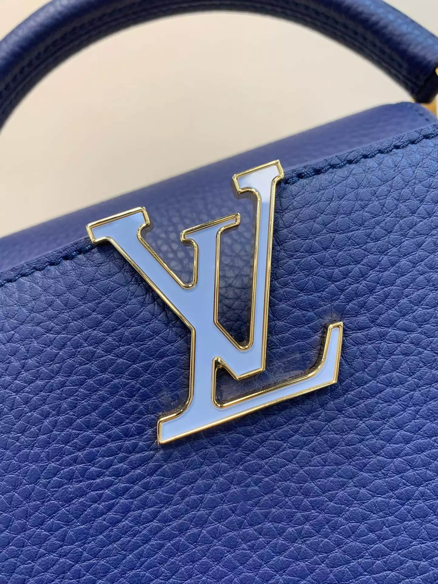 Capucines MM Blossom Chain Handbag French Blue - Repbags.is - Image 6