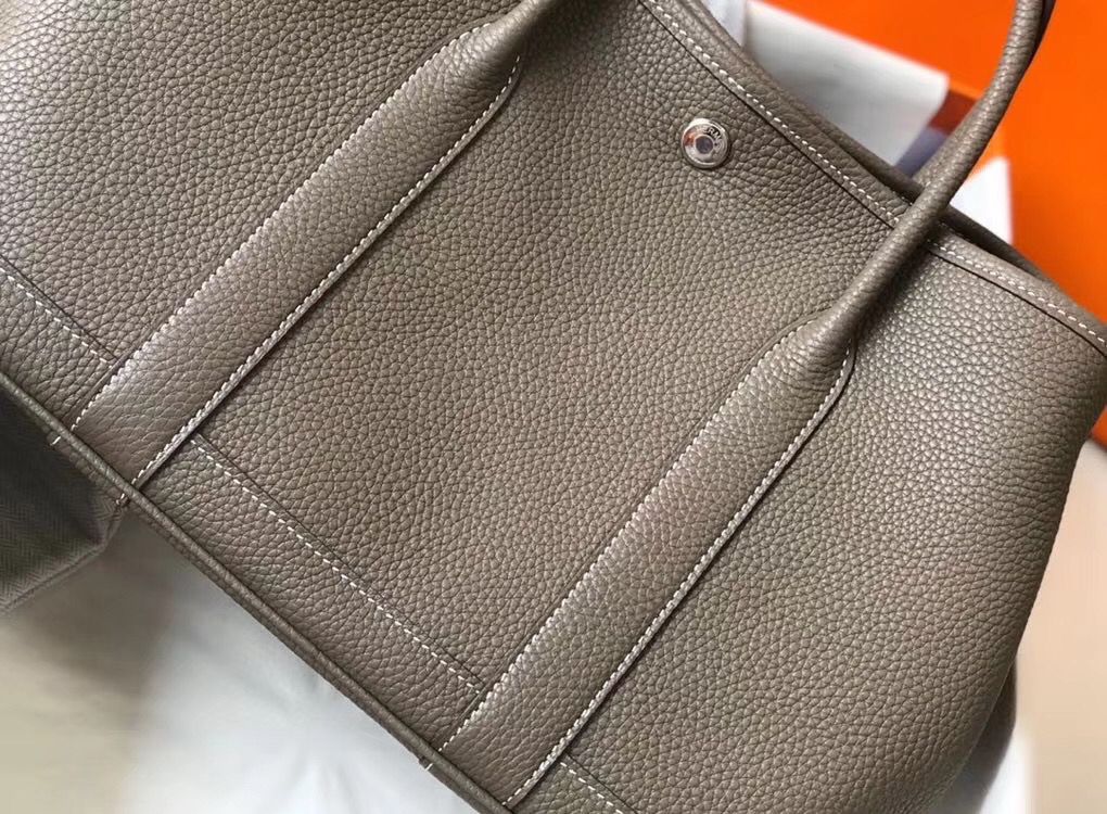 Hermes Garden Party 30 Bag In Taupe Taurillon Leather - Image 3