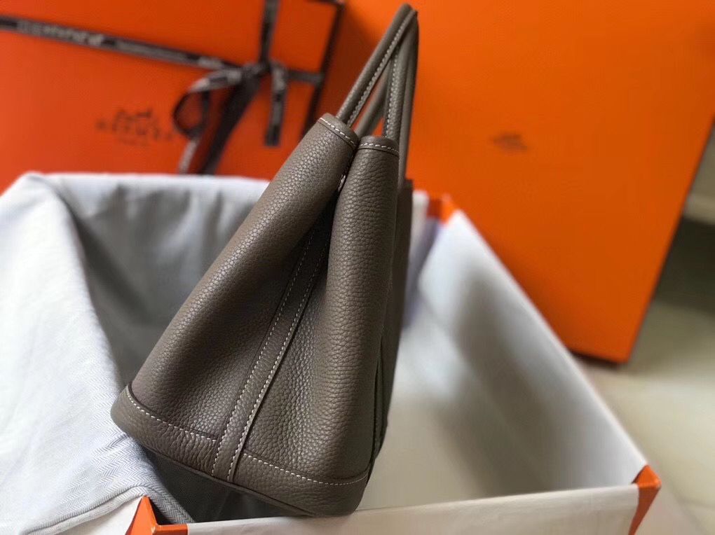 Hermes Garden Party 30 Bag In Taupe Taurillon Leather - Image 5