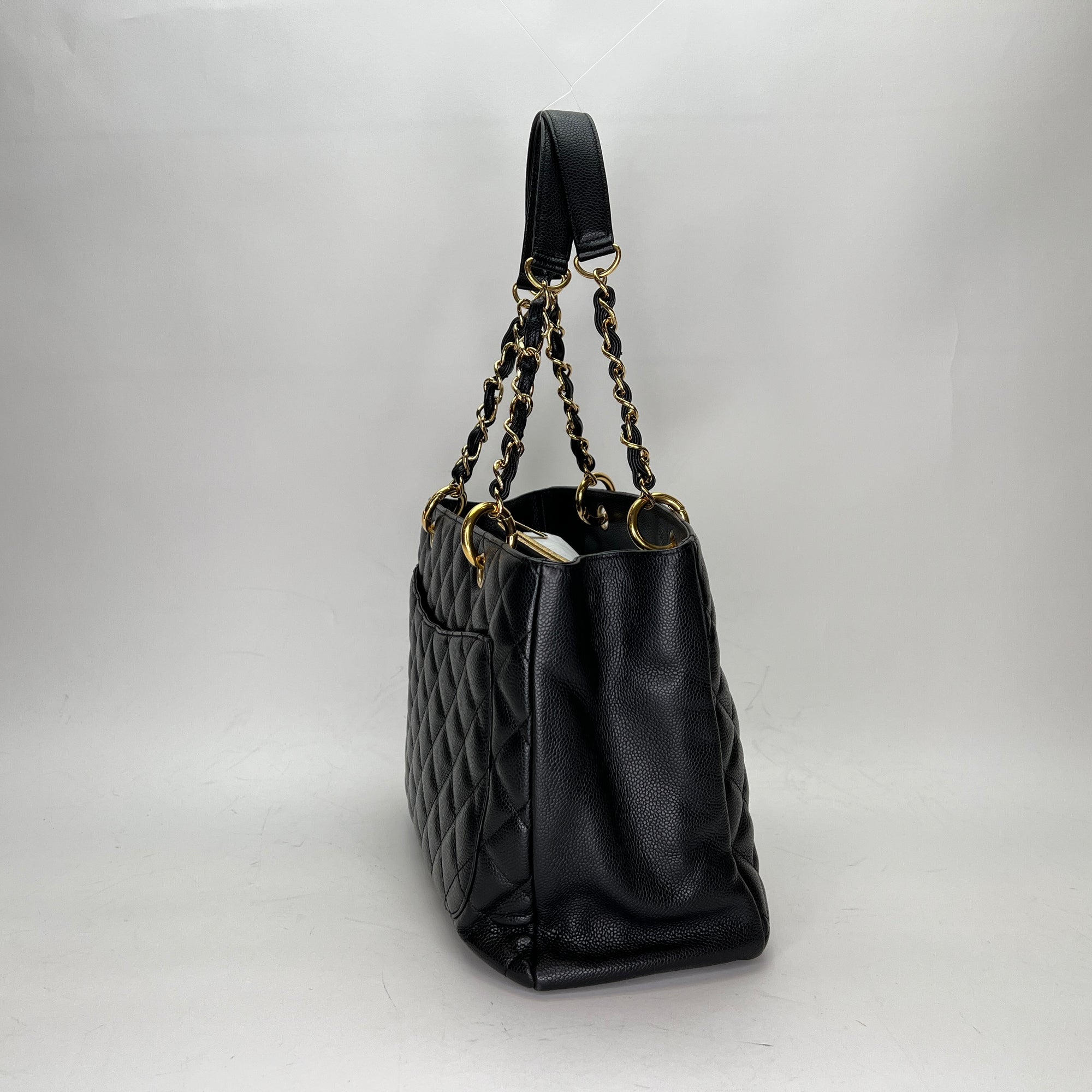 GST Black Tote Bag in Caviar Leather, Gold hardware - Image 4
