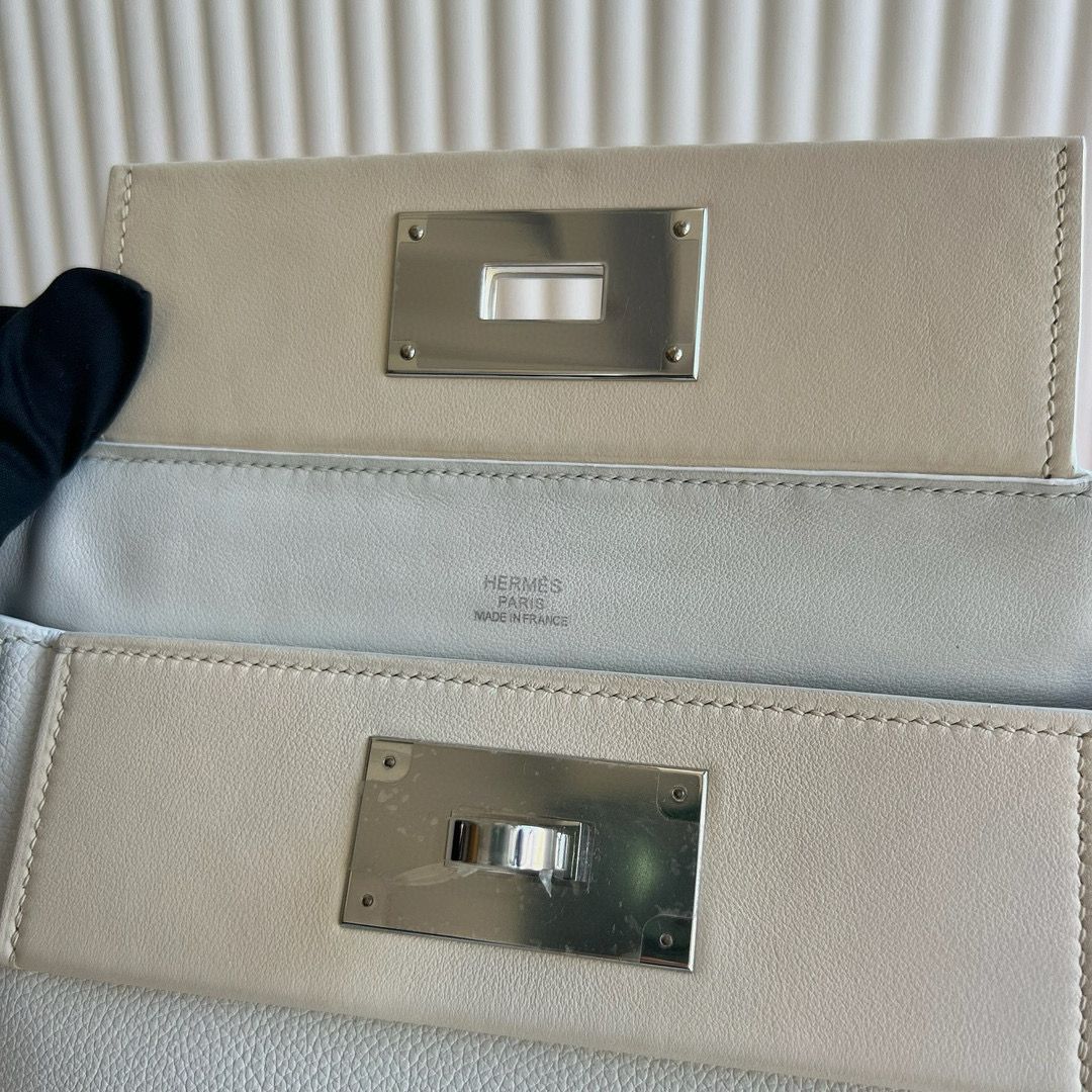 Hermes 24/24 Mini 21 Handmade Bag in White Evercolor Leather - Image 9