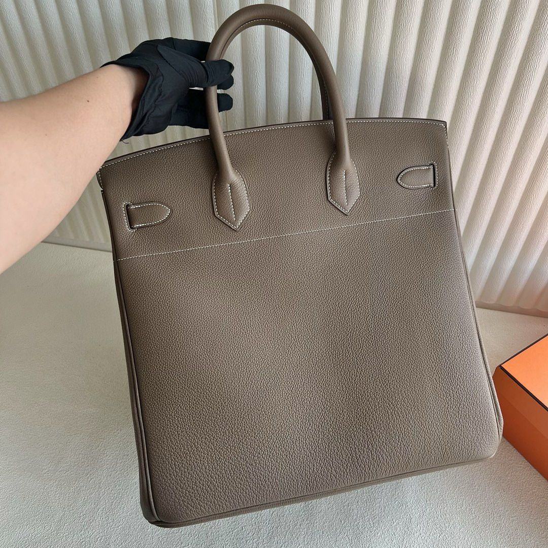 Hermes HAC Birkin 40 Handmade Bag in Taupe Clemence Leather - Image 3