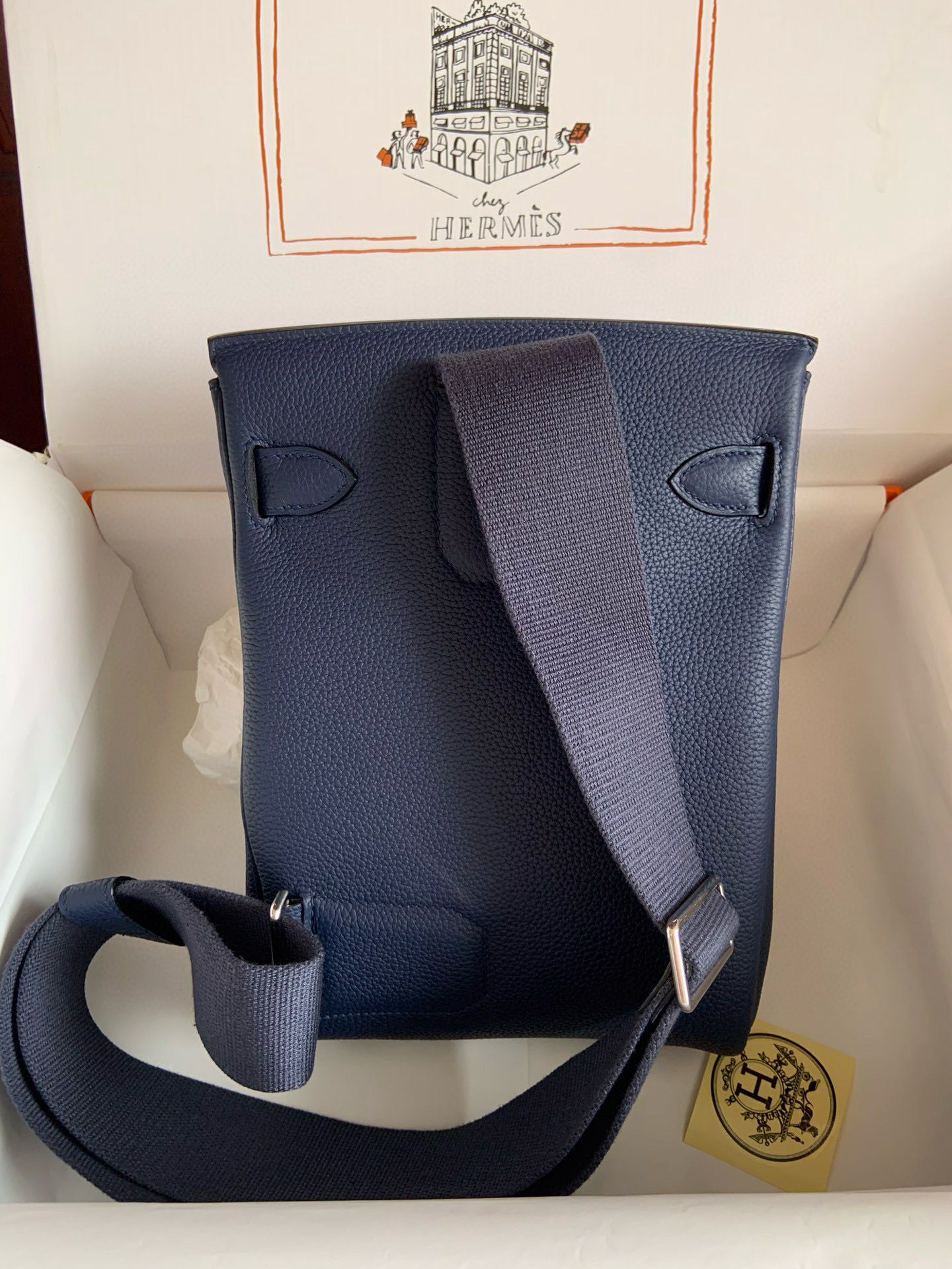 Hermes Hac a Dos PM Backpack in Blue Saphir Clemence Leather - Image 3