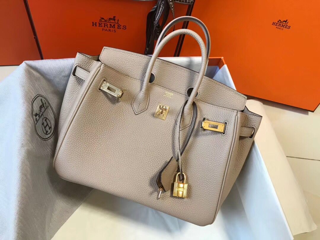 Hermes Birkin 25cm Bag In Beige Clemence Leather GHW - Image 3