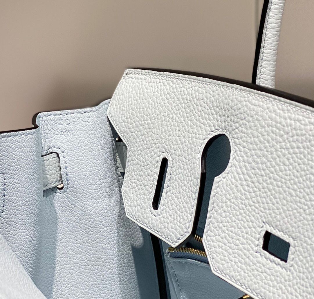 Hermes Birkin 30cm Bag In Blue Brume Clemence Leather GHW - Image 9