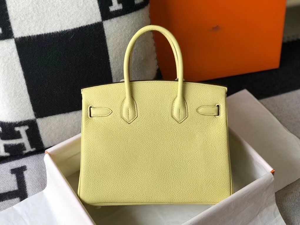 Hermes Birkin 30cm Bag In Jaune Poussin Clemence Leather GHW - Image 3