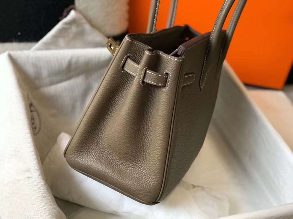 Hermes Birkin 30cm Bag In Taupe Clemence Leather GHW - Image 4