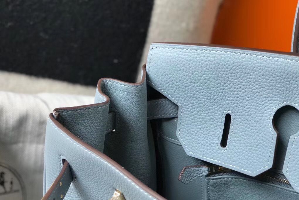 Hermes Birkin 35cm Bag In Blue Lin Clemence Leather GHW - Image 9