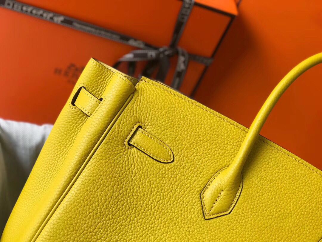 Hermes Birkin 35cm Bag In Yellow Clemence Leather GHW - Image 5