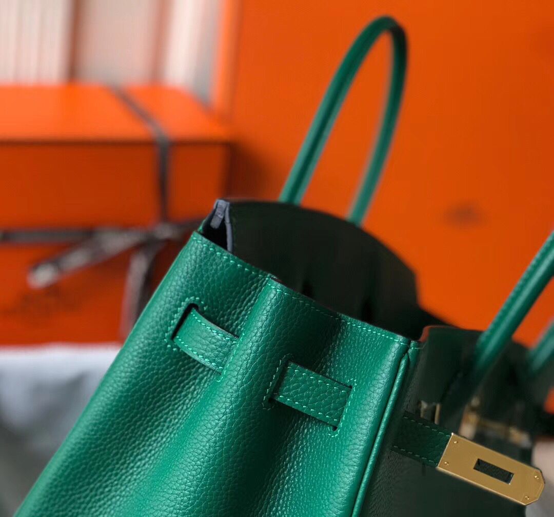 Hermes Birkin 35cm Bag In Vert Vertigo Clemence Leather GHW - Image 6