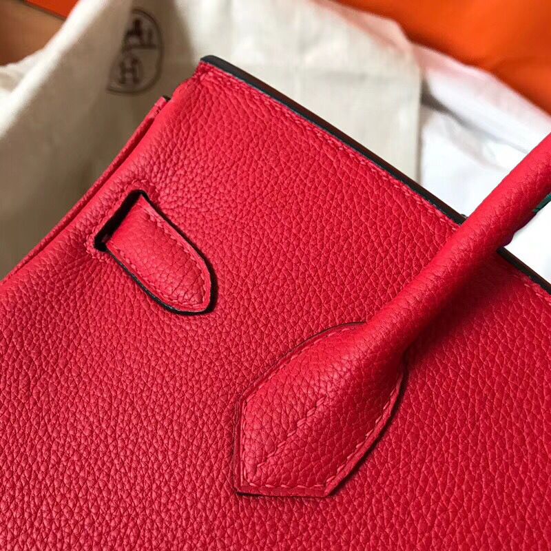 Hermes Birkin 30 Handmade Bag In Red Clemence Leather - Image 7