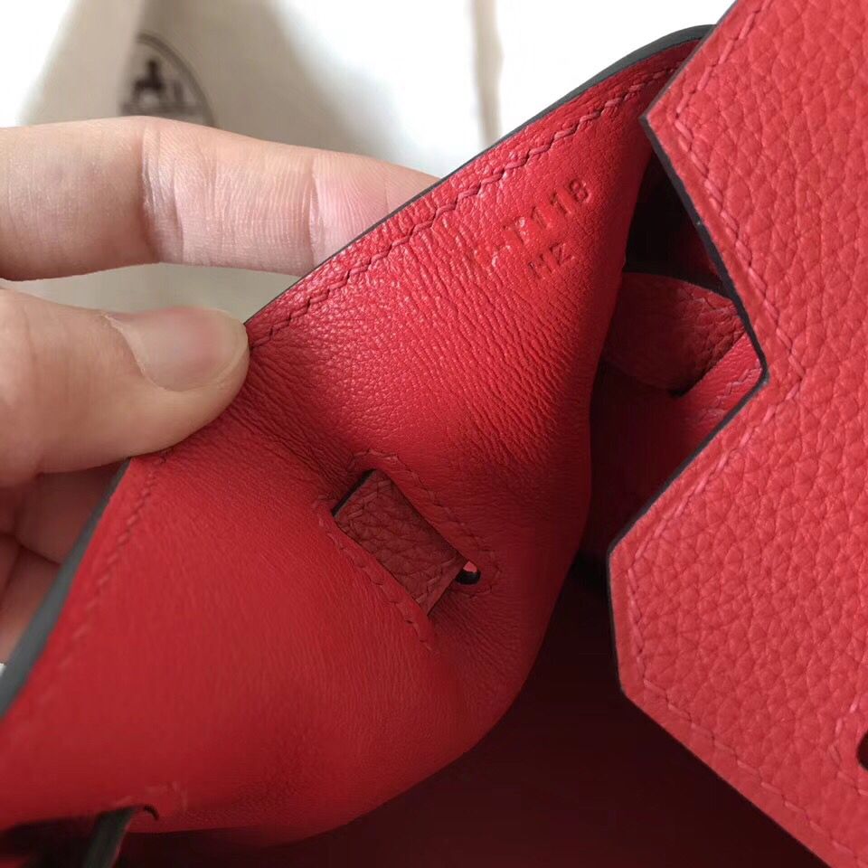Hermes Birkin 30 Handmade Bag In Red Clemence Leather - Image 9