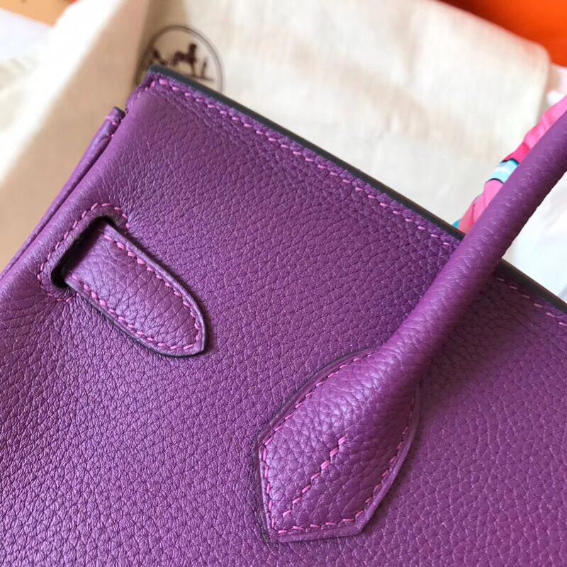 Hermes Birkin 30 Handmade Bag In Ultraviolet Clemence Leather - Image 4