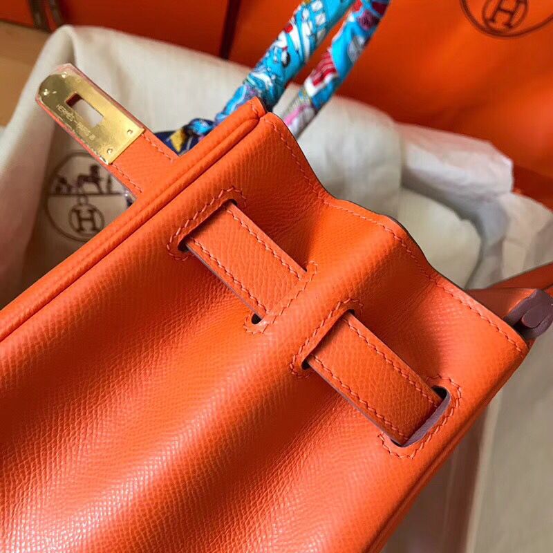 Hermes Birkin 30 Handmade Bag In Orange Epsom Leather - Image 4