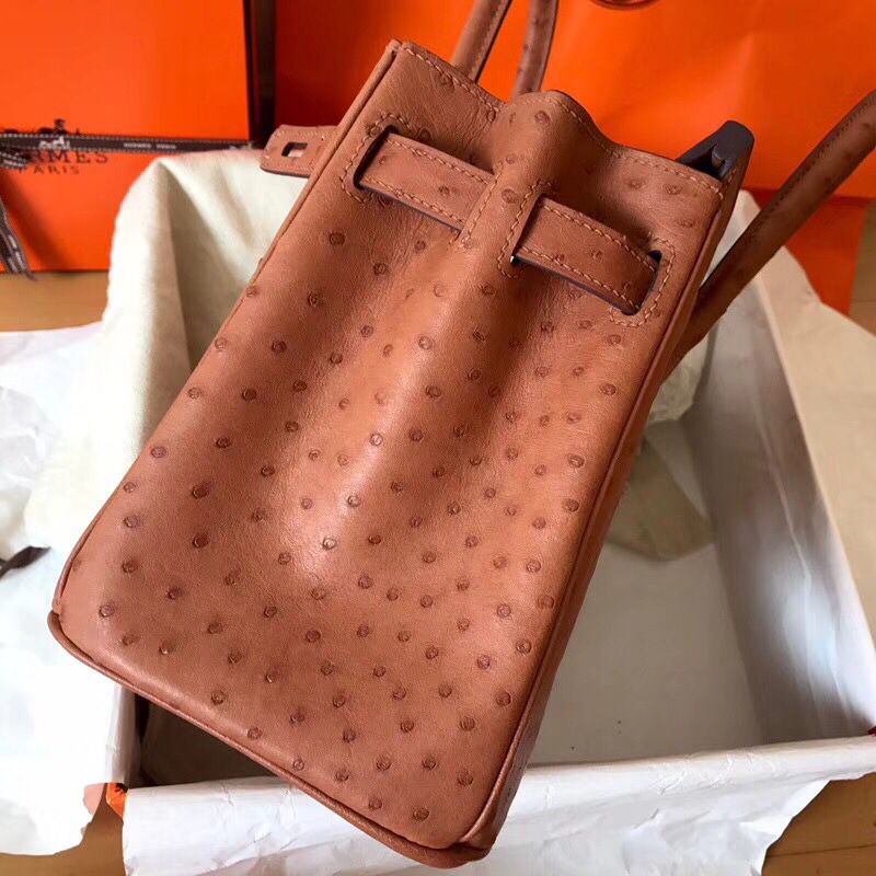 Hermes Birkin 30 Handmade Bag In Brown Ostrich Skin - Image 3