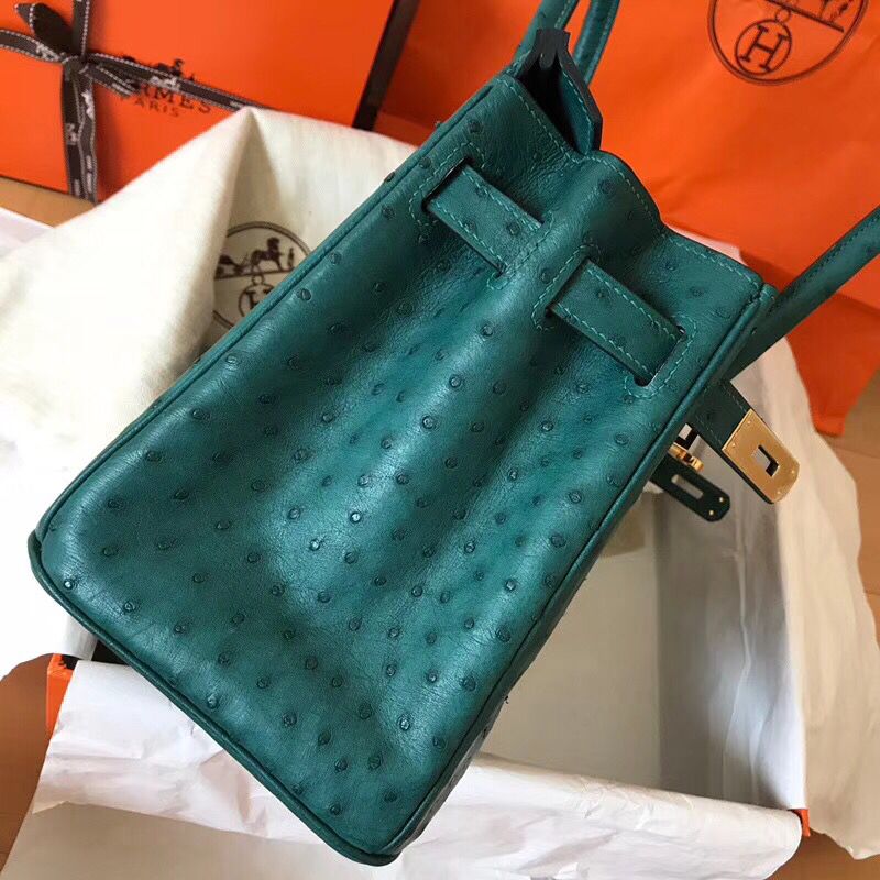 Hermes Birkin 30 Handmade Bag In Green Ostrich Skin - Image 4