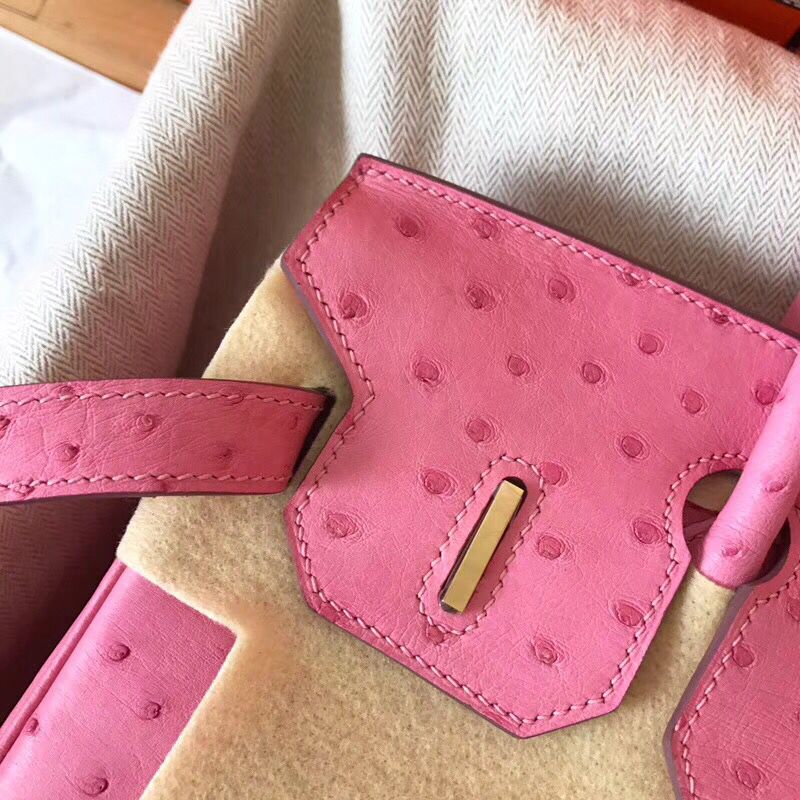 Hermes Birkin 30 Handmade Bag In Pink Ostrich Skin - Image 7