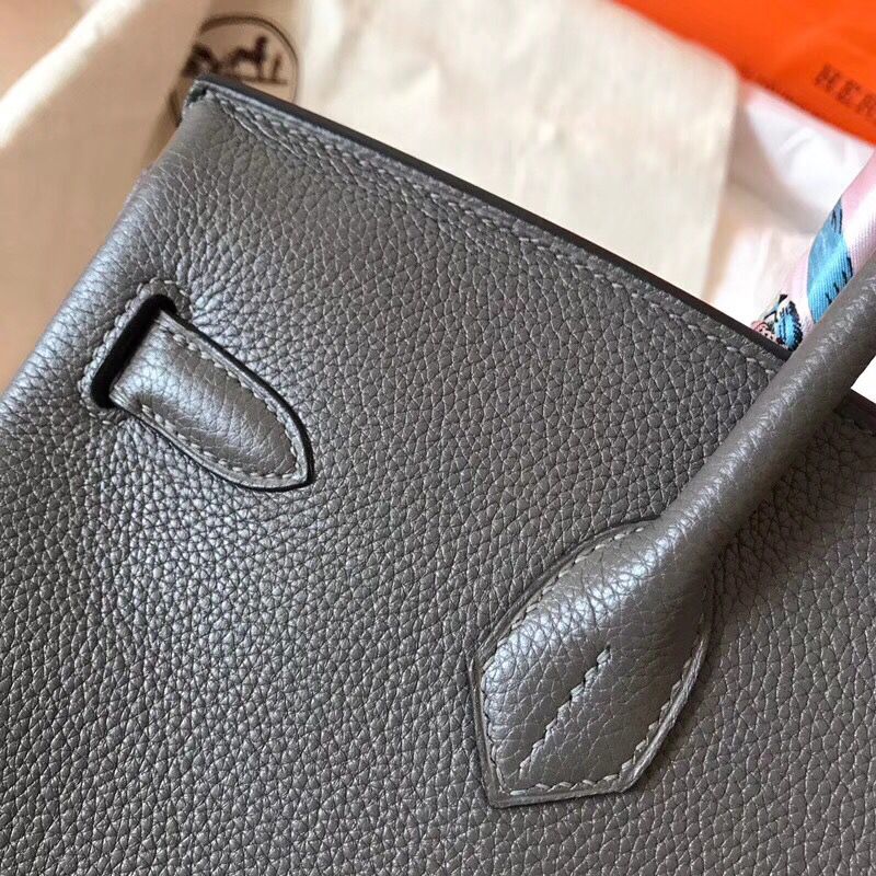 Hermes Birkin 35 Handmade Bag In Ardoise Clemence Leather - Image 6