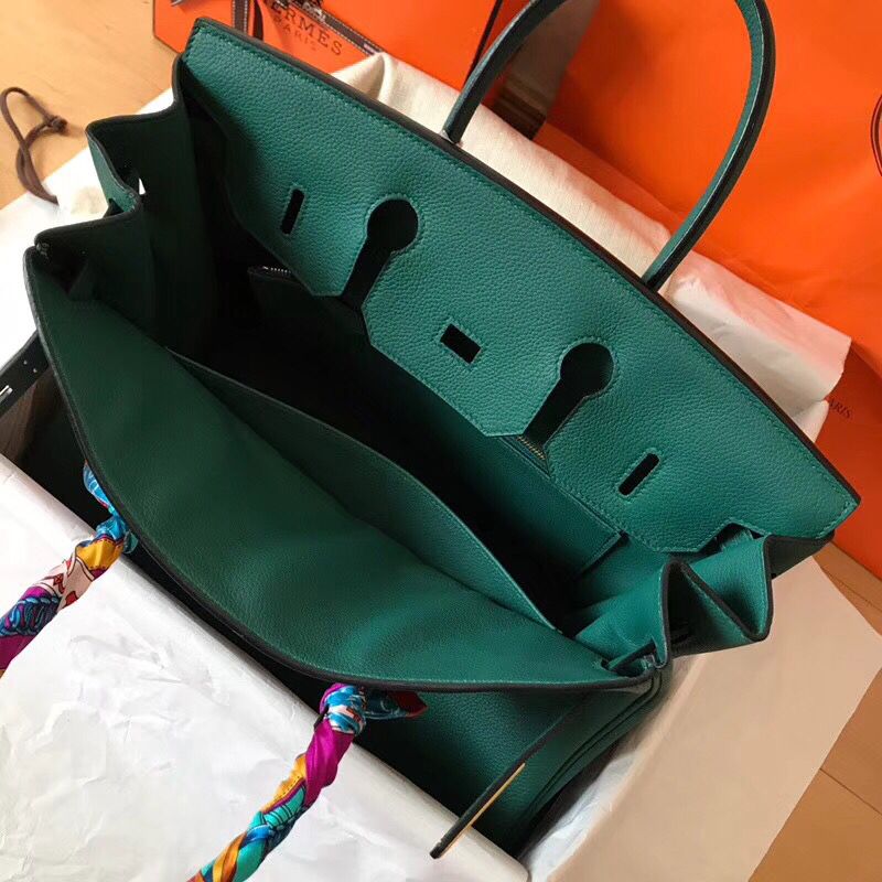 Hermes Birkin 35 Handmade Bag In Malachite Clemence Leather - Image 7