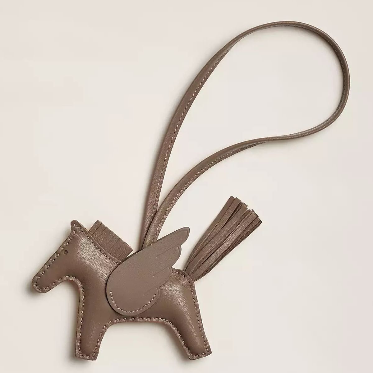 Hermes Rodeo Pegase PM Bag Charm in Taupe Milo Lambskin