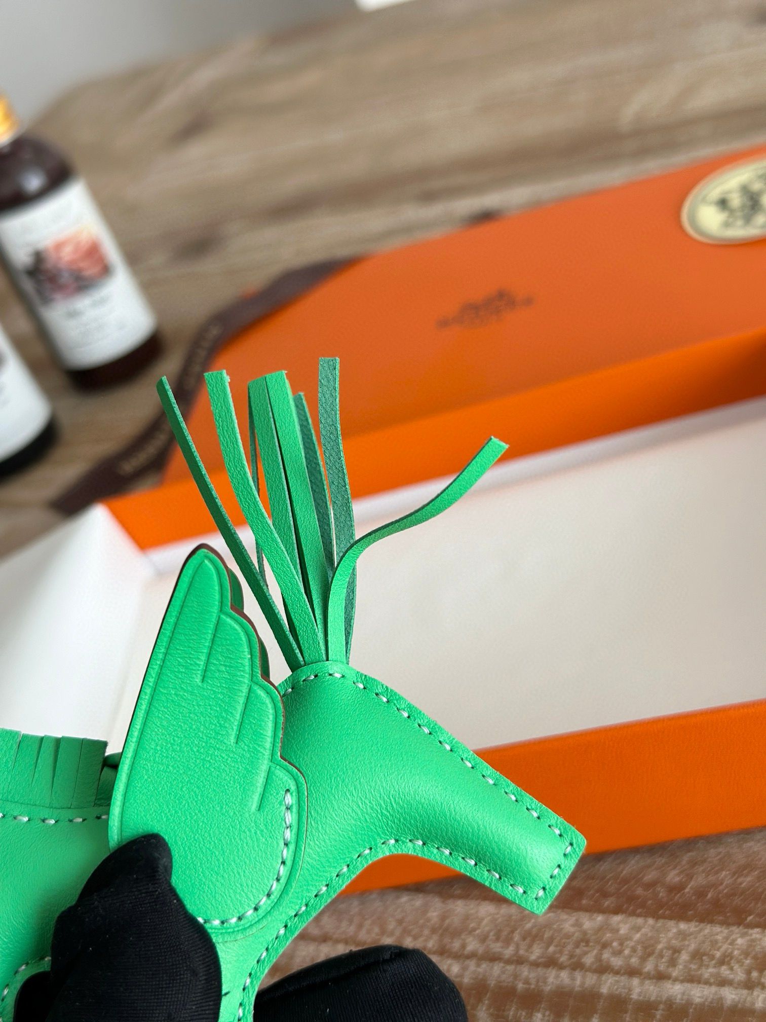 Hermes Rodeo Pegase PM Bag Charm in Vert Comics Milo Lambskin - Image 6